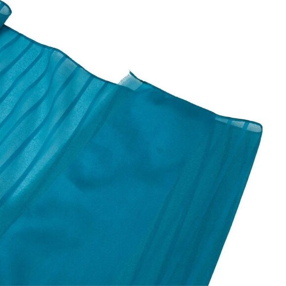 Turquoise Blue Striped Sheer Scarf 1990s - Picture 3 of 8